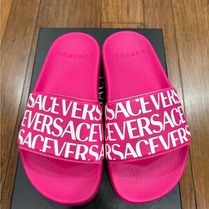 Versace Kids Allover Logo Slide Sandal